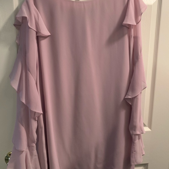 Marciano soft pink long ruffle sleeve dress. - Picture 2 of 3